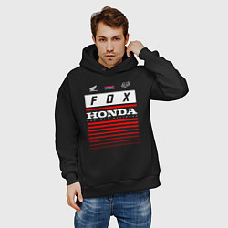 Толстовка оверсайз мужская Honda racing, цвет: черный — фото 2