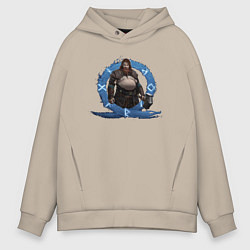 Толстовка оверсайз мужская Тор GoW Ragnarok, цвет: миндальный