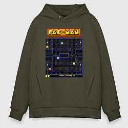 Толстовка оверсайз мужская Pac-Man на ZX-Spectrum, цвет: хаки