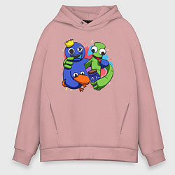 Толстовка оверсайз мужская Персонажи игры Радужные друзья, цвет: пыльно-розовый