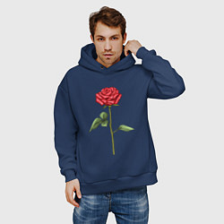 Толстовка оверсайз мужская Роза красная, цвет: тёмно-синий — фото 2