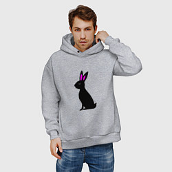 Толстовка оверсайз мужская Черный кролик, цвет: меланж — фото 2