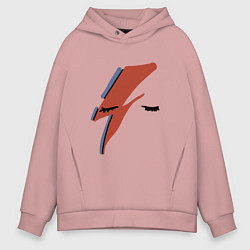 Толстовка оверсайз мужская Дэвид Боуи - молния, цвет: пыльно-розовый
