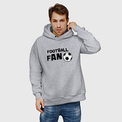 Толстовка оверсайз мужская Фанат футбола надпись, цвет: меланж — фото 2