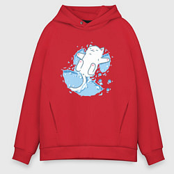 Толстовка оверсайз мужская Снежный котоик, цвет: красный