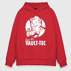 Толстовка оверсайз мужская Vault boy - join the vault tec, цвет: красный