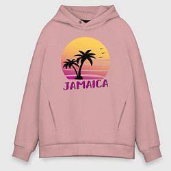 Толстовка оверсайз мужская Ямайка закат, цвет: пыльно-розовый