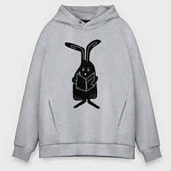 Толстовка оверсайз мужская Кролик пишет список дел, цвет: меланж