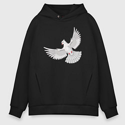 Толстовка оверсайз мужская Белый голубь, цвет: черный