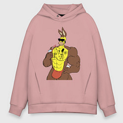 Толстовка оверсайз мужская Homer Simpson - mighty rabbit, цвет: пыльно-розовый