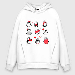 Толстовка оверсайз мужская Positive penguins, цвет: белый