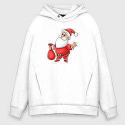 Толстовка оверсайз мужская Красный Дедушка Мороз, цвет: белый