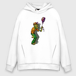Толстовка оверсайз мужская Зомби и шарик, цвет: белый
