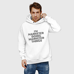 Толстовка оверсайз мужская Im doing marketer things, цвет: белый — фото 2