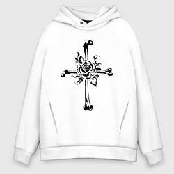 Толстовка оверсайз мужская The Cross of Rose and Bones, цвет: белый