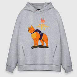 Толстовка оверсайз мужская Stray - cat logo, цвет: меланж