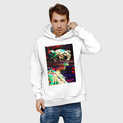 Толстовка оверсайз мужская Glitch pixel art, цвет: белый — фото 2