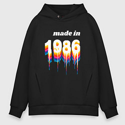 Толстовка оверсайз мужская Made in 1986 liquid art, цвет: черный