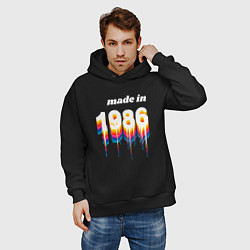 Толстовка оверсайз мужская Made in 1986 liquid art, цвет: черный — фото 2