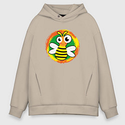 Толстовка оверсайз мужская Смешная мультяшная пчела, цвет: миндальный