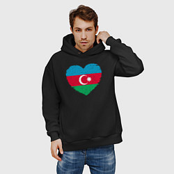 Толстовка оверсайз мужская Сердце Азербайджана, цвет: черный — фото 2