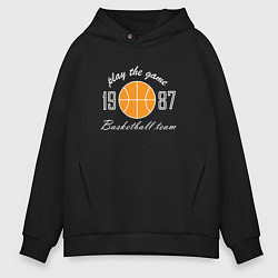 Толстовка оверсайз мужская Любителям баскетбола, цвет: черный