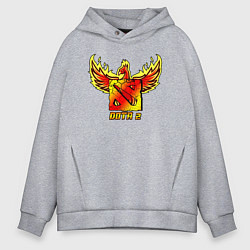 Толстовка оверсайз мужская Дота 2 - огненный феникс, цвет: меланж