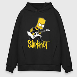 Толстовка оверсайз мужская Slipknot Барт Симпсон рокер, цвет: черный