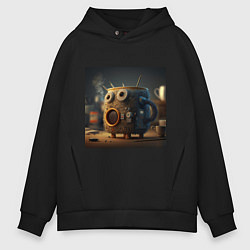 Толстовка оверсайз мужская Утепленная кружка с лицом, цвет: черный