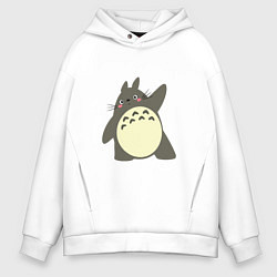 Толстовка оверсайз мужская Hello Totoro, цвет: белый