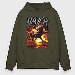 Толстовка оверсайз мужская Slayer rock, цвет: хаки