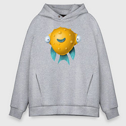 Толстовка оверсайз мужская Пучеглазая рыба, цвет: меланж