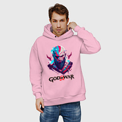 Толстовка оверсайз мужская God of War, Kratos, цвет: светло-розовый — фото 2