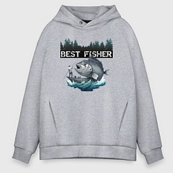Толстовка оверсайз мужская Лучший рыбак года, цвет: меланж