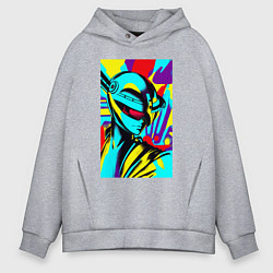 Толстовка оверсайз мужская Alien - neural network - pop art, цвет: меланж