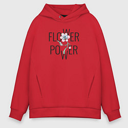 Толстовка оверсайз мужская Flower power, цвет: красный