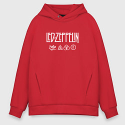 Толстовка оверсайз мужская Led Zeppelin символы, цвет: красный