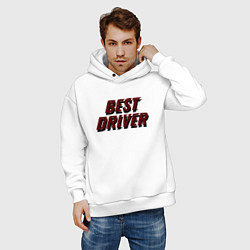 Толстовка оверсайз мужская Best driver скорость, цвет: белый — фото 2