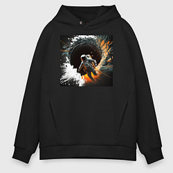 Толстовка оверсайз мужская Выход в открытый космос, цвет: черный