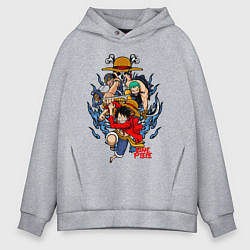 Толстовка оверсайз мужская One Piece run, цвет: меланж