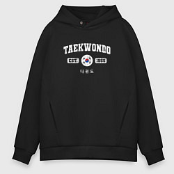 Толстовка оверсайз мужская Тхэквондо varsity style, цвет: черный