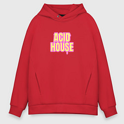 Толстовка оверсайз мужская Acid house стекающие буквы, цвет: красный