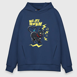 Толстовка оверсайз мужская Кот Фамильяр - Hi-Fi-Rush, цвет: тёмно-синий