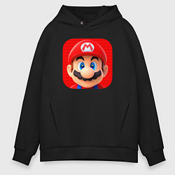 Толстовка оверсайз мужская Марио лого, цвет: черный