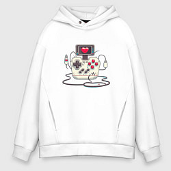 Толстовка оверсайз мужская Gamer joystick, цвет: белый