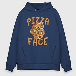 Толстовка оверсайз мужская Pizza face, цвет: тёмно-синий