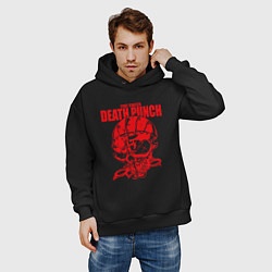 Толстовка оверсайз мужская Five Finger Death Punch череп, цвет: черный — фото 2