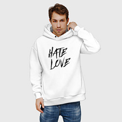 Толстовка оверсайз мужская Hate love Face, цвет: белый — фото 2