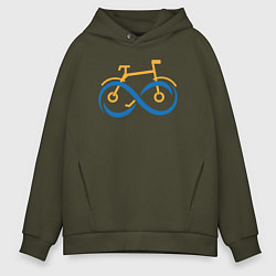 Толстовка оверсайз мужская Велосипед и бесконечность, цвет: хаки