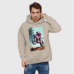 Толстовка оверсайз мужская Мотокросс - экстрим, цвет: миндальный — фото 2